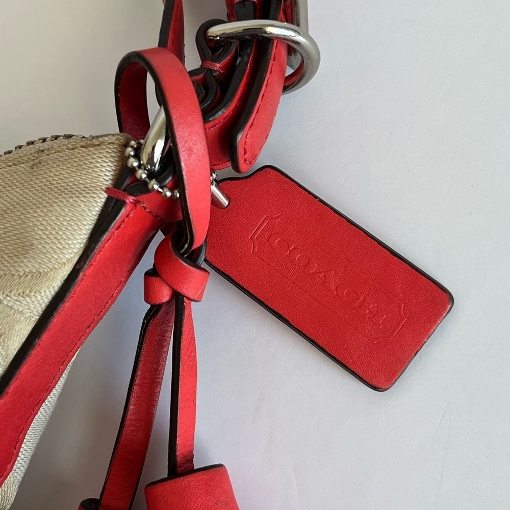 COACH Legacy Signature Courtney Hobo Bag Khaki Coral - Picture 7 of 12